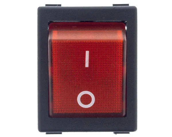 Red bipolar switch 25x31 mm