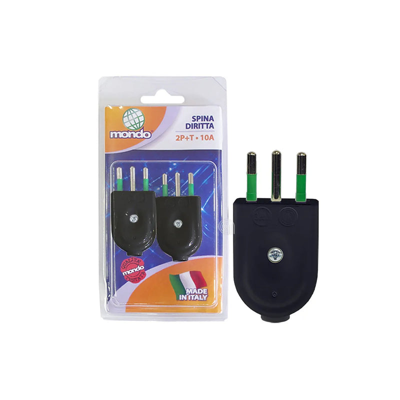 MONDO - Pack of 2 Straight 10A Plugs with Ground - AST-55301362