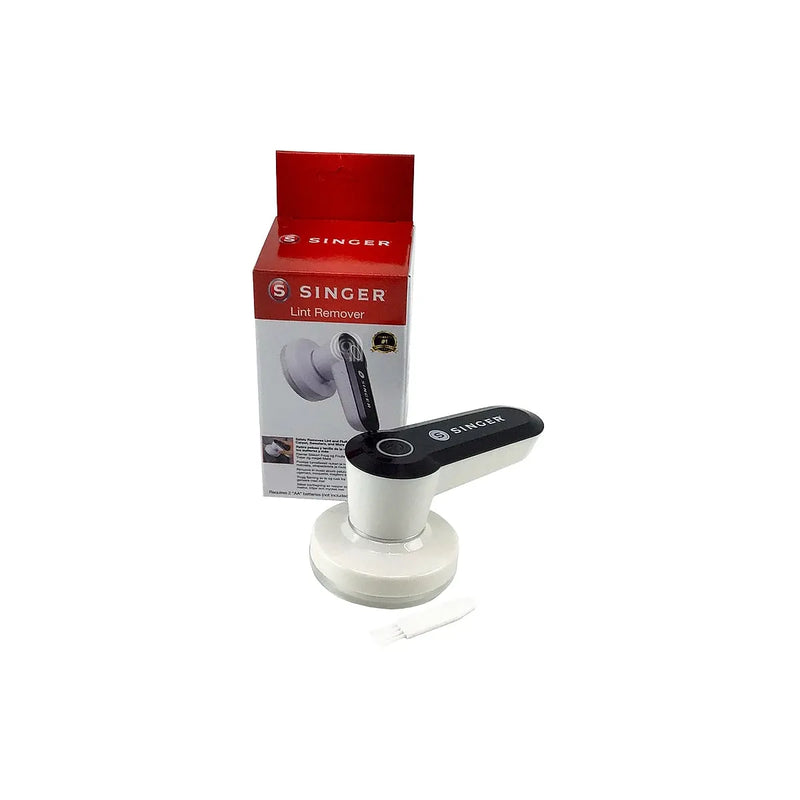 Battery-operated lint lever singer with lint collector tray