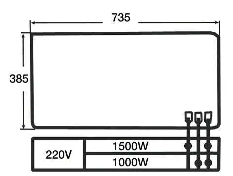 Electric stove plate 735x385mm 1500W