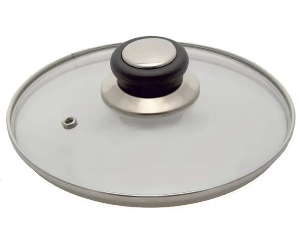 Stainless steel glass lid with valve ø 18 cm.
