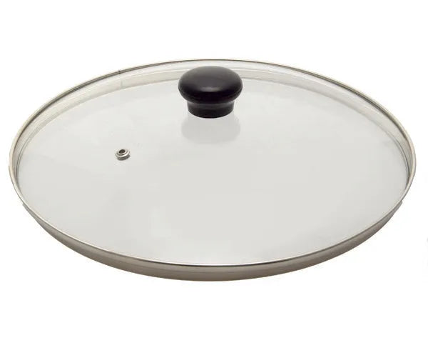 Stainless steel glass lid with valve ø 28 cm.