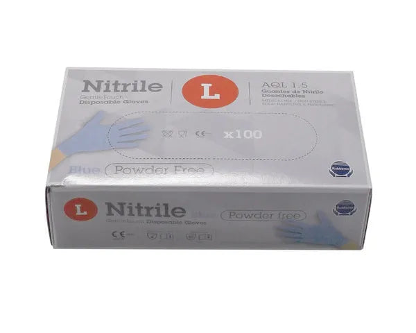 DISPOSABLE BLUE NITRILE GLOVES L