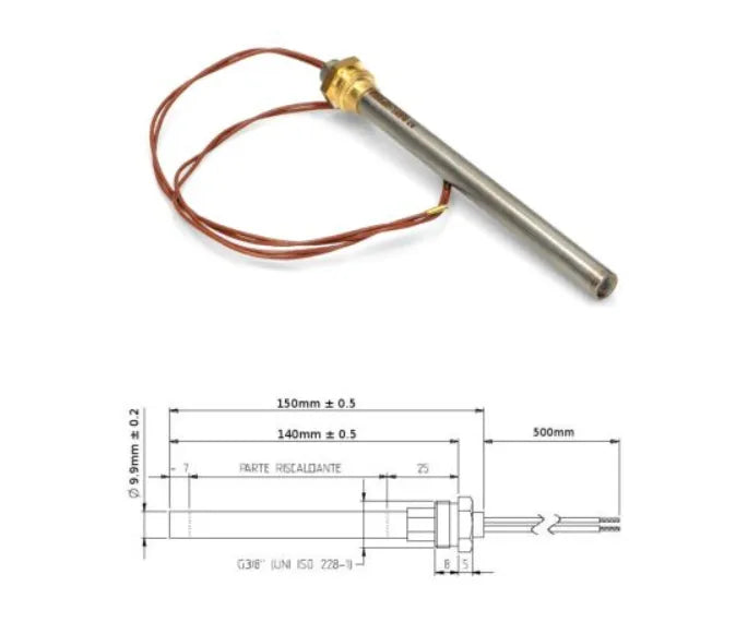 Pellet stove resistance 140mm x 9.9mm 3/8 300W HT62652