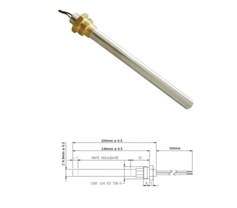 Pellet stove heating element 140mm x 9.9 3/8 280W HT62651