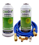 Pack gas refrigerante GASICA D2 - R12 R134a + manguera carga 1/4"x1/4" + válvula